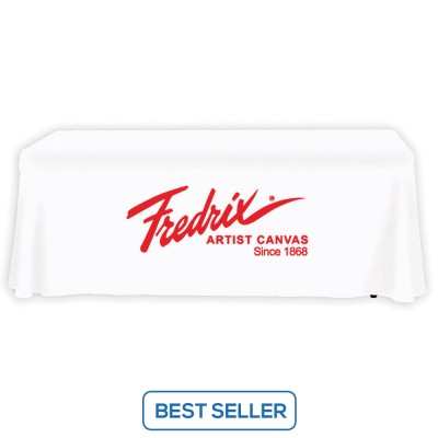 White Table Throw 1 Color Logo Print 6 ft. or 8ft. ( 3-sided or 4-sided option)